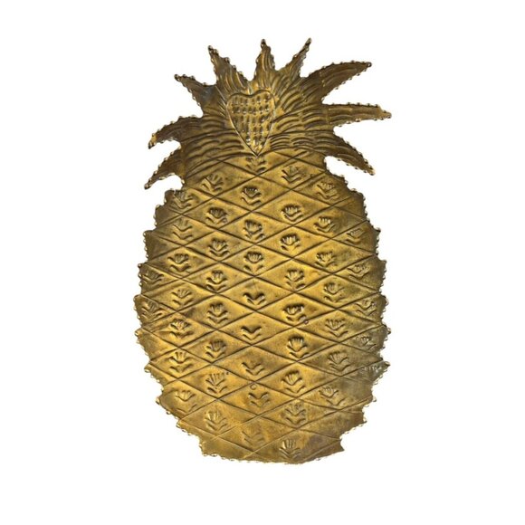 Pineapple-Shaped Brass Platter Metal Design Decorative - Picture 3 of 9